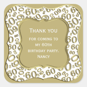 Adesivo Quadrado Obrigado: Ouro do teste padrão do número 60/bran