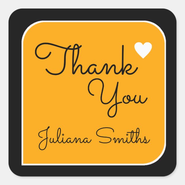 Adesivo Quadrado obrigado para você / obrigados amarelos (Frente)