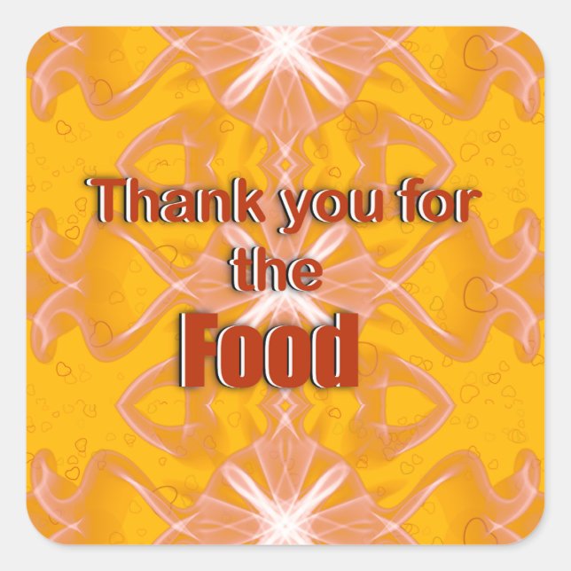 Adesivo Quadrado Obrigado pela comida (Frente)