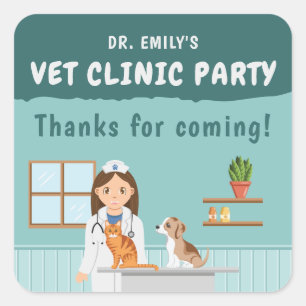 Adesivo Quadrado Obrigado pelo Aniversário da Clínica Veterinária d