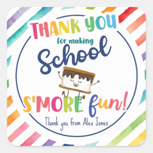 Adesivo Quadrado Obrigado pelo fazer do favor mais divertido deste 