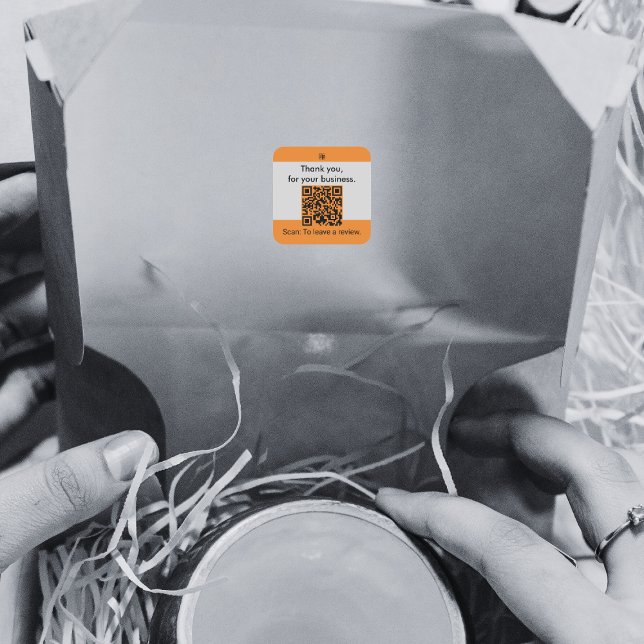 Adesivo Quadrado Obrigado pelo seu código QR de sua empresa (Thank You For Your Business QR-code Square Sticker)