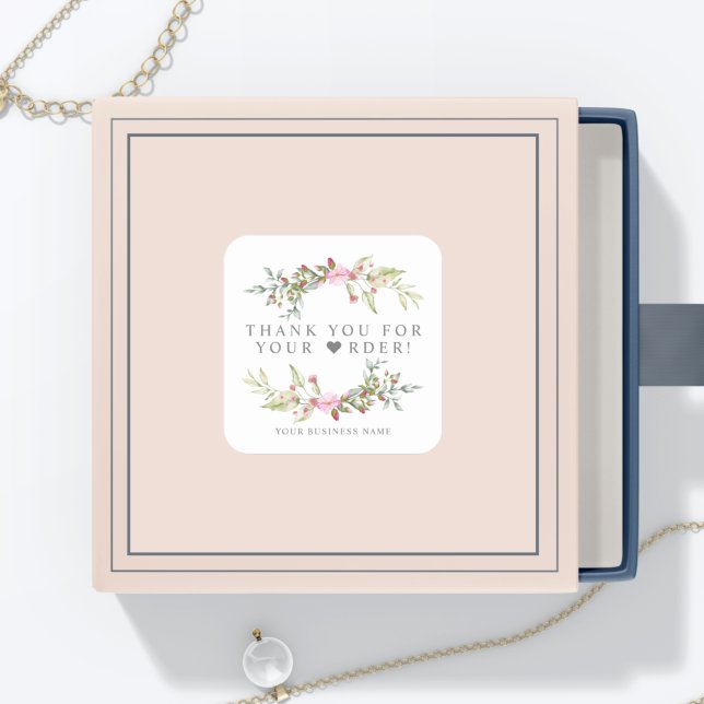 Adesivo Quadrado Obrigado pelo seu pedido Artigos Artisan Garland (Criador carregado)