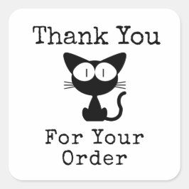 Adesivo Quadrado Obrigado Pelo Seu Pedido Black Cat