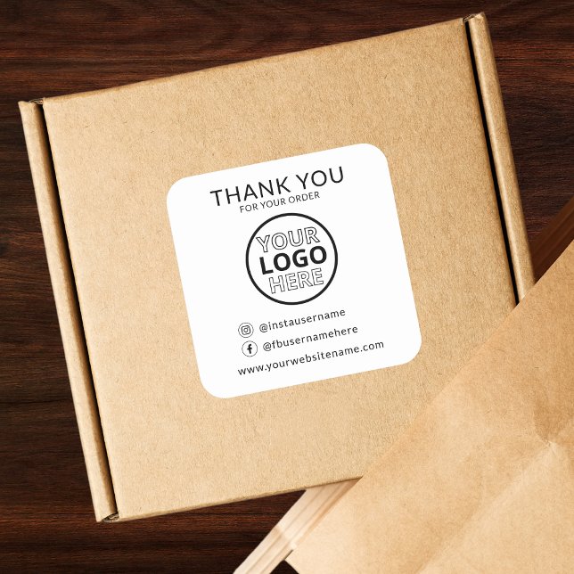 Adesivo Quadrado Obrigado Pelo Seu Pedido De Logotipo De Empresa Do (Thank You For Your Order Social Icon Business Logo Square Sticker
)