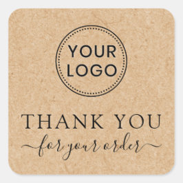 Adesivo Quadrado Obrigado pelo seu pedido, Kraft, obrigado