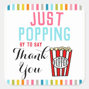 Adesivo Quadrado Obrigado, Popcorn.