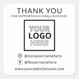 Adesivo Quadrado Obrigado Por Apoiar Um Logotipo Para Pequenas Empr