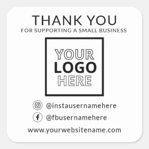 Adesivo Quadrado Obrigado Por Apoiar Um Logotipo Para Pequenas Empr