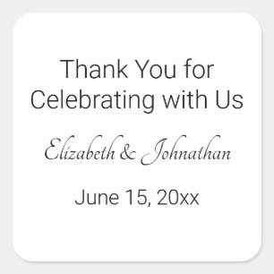 Adesivo Quadrado Obrigado por comemorar conosco o casamento elegant