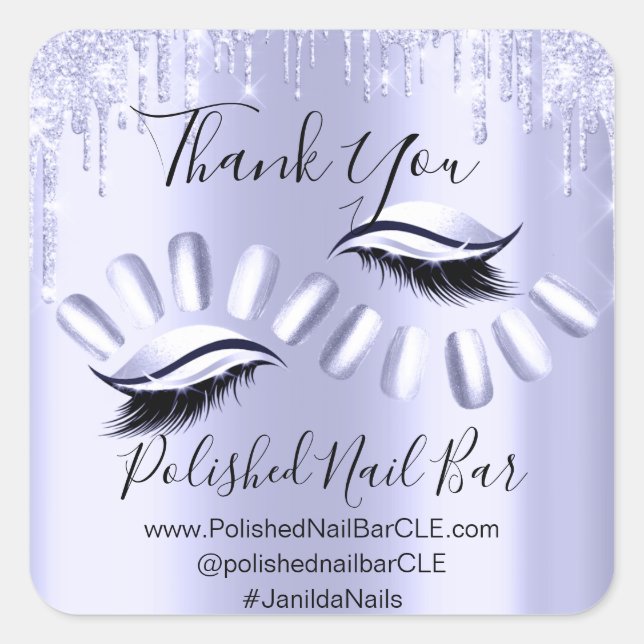 Adesivo Quadrado Obrigado Por Comprar Diamond Drives Nail Roxo (Frente)