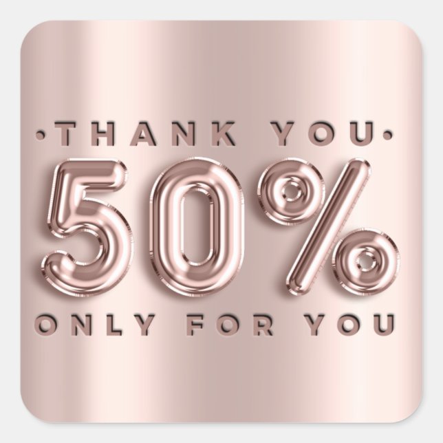 Adesivo Quadrado Obrigado Por Comprar Drips De Rosa 50%Off Modern (Frente)
