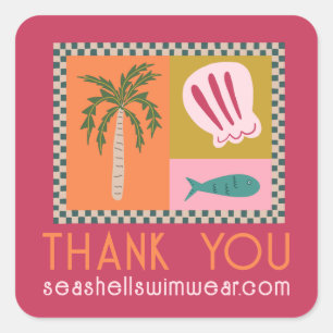 Adesivo Quadrado Obrigado por encomendar THANK YOU FOR ORDER Cute C