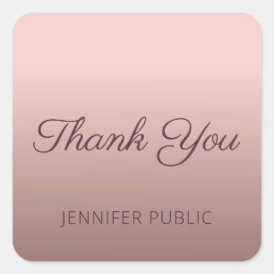 Adesivo Quadrado Obrigado Por Escrever Modelo Rosa Dourado de Scrip