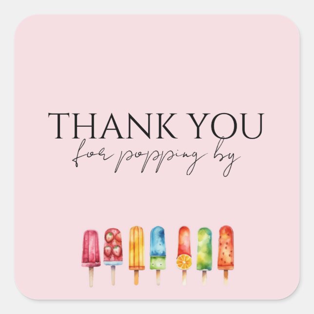 Adesivo Quadrado Obrigado por Pop-Pão por Aquarela (Frente)