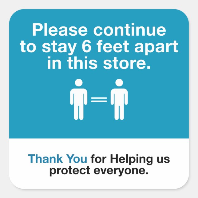 Adesivo Quadrado Obrigado Por Praticar Distância Social (Frente)