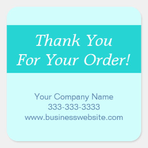 Adesivo Quadrado Obrigado Por Sua Empresa De Encomenda Azul