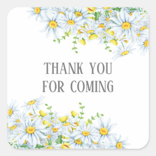 Adesivo Quadrado Obrigado por vir. chá de fraldas