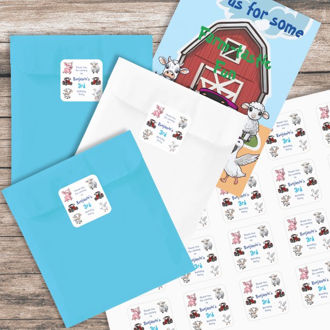 Adesivo Quadrado Obrigado por virem os animais da fazenda Trator (Criador carregado)