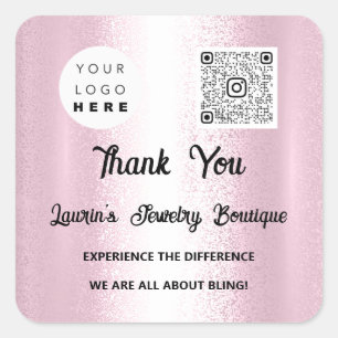 Adesivo Quadrado Obrigado Qr Code Online Comprar Instagramas Logoti