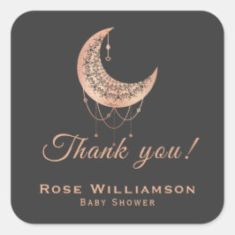 Adesivo Quadrado Obrigado Rosa Dourada Crescent Moon