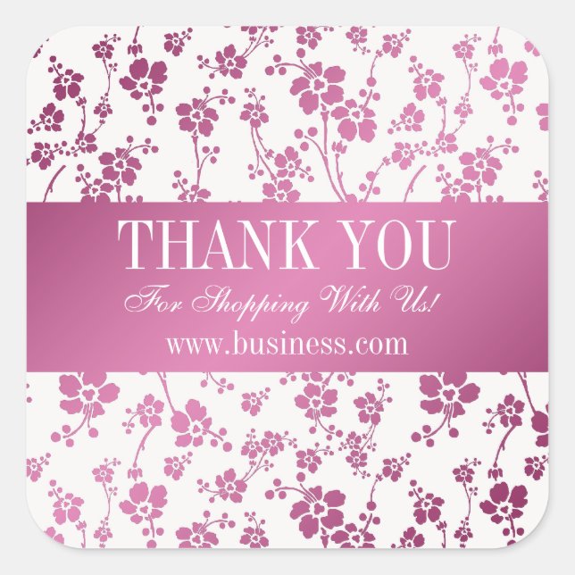 Adesivo Quadrado Obrigado Salon Floral Rosa (Frente)
