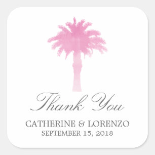 Adesivo Quadrado Obrigado sereno da aguarela   da palmeira você