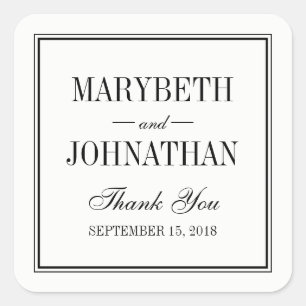Adesivo Quadrado Obrigado simples e elegante do casamento você