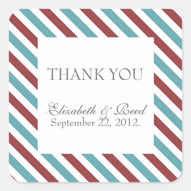 Adesivo Quadrado Obrigado Sticker // Airmail Stripe (Frente)