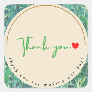 Adesivo Quadrado Obrigado Sticker Ivy & Red Heart