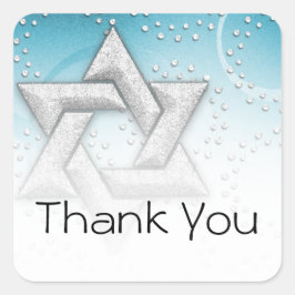 Adesivo Quadrado Obrigado Turquoise Shimmer Star de David