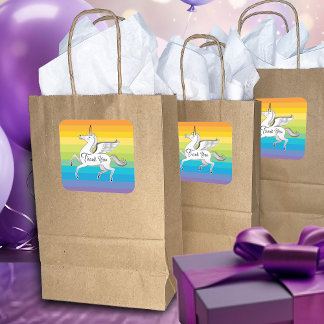 Adesivo Quadrado Obrigado Unicorn Rainbow Stripes