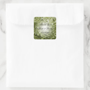 Adesivo Quadrado Obrigado verde do casamento do Hydrangea você
