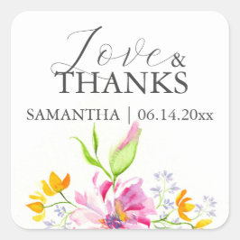 Adesivo Quadrado Obrigado Vestidos De Casamento Florais De Cor De Á