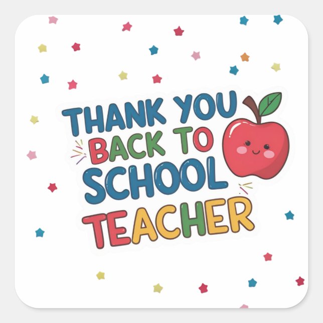 Adesivo Quadrado Obrigado Volta às Aulas Professor Apple  (Frente)