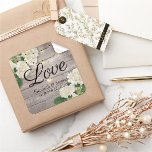Adesivo Quadrado Obrigado Wedding você luzes florais de madeira
