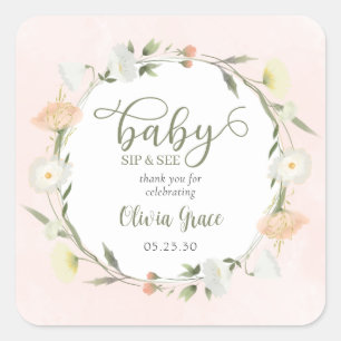 Adesivo Quadrado Obrigado Wildflower Baby Sip And See