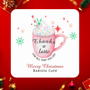 Adesivo Quadrado Obrigados com o logotipo do compro de café de Nata