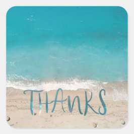 Adesivo Quadrado Obrigados de fotos em praia