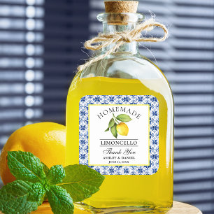 Adesivo Quadrado Obrigados de Limão Azulejo Azul Limoncello