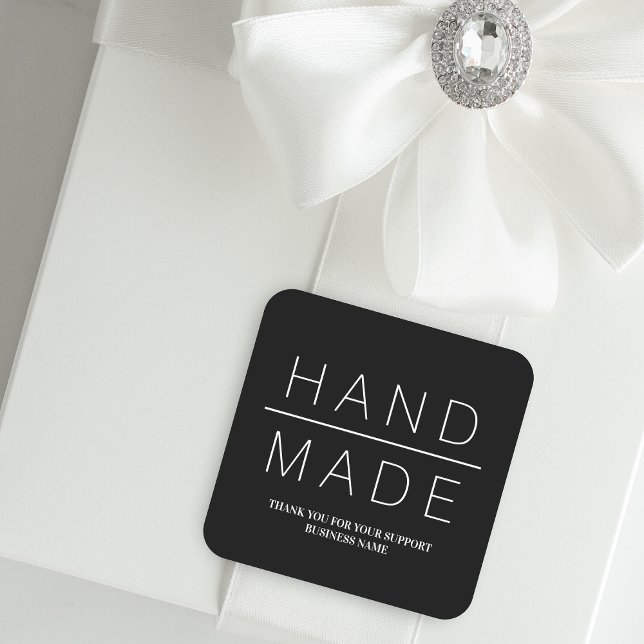 Adesivo Quadrado Obrigados de negócios minimalistas pretos (Criador carregado)