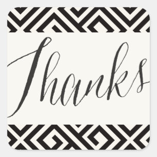 Adesivo Quadrado Obrigados de Script Clássico Casamento de Chave Gr