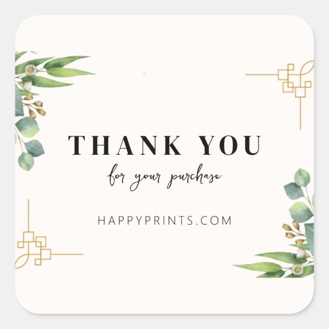 Adesivo Quadrado Obrigados Florais Editáveis Para Seu Pedido (Frente)