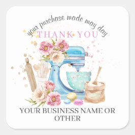 Adesivo Quadrado Obrigados para a compra, pequenas empresas de pada