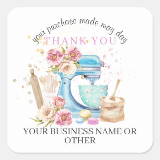 Adesivo Quadrado Obrigados para a compra, pequenas empresas de pada