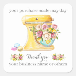 Adesivo Quadrado Obrigados para a compra, pequenas empresas de pada