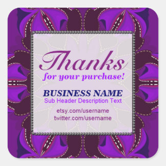 Adesivo Quadrado Obrigados para Adquirir o Roxo Business Sticker