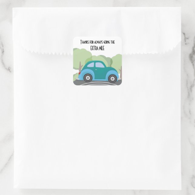 Adesivo Quadrado Obrigados para Ir para Mile Extra (Bolsa)