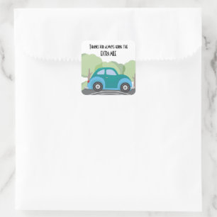 Adesivo Quadrado Obrigados para Ir para Mile Extra