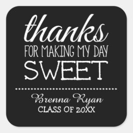 Adesivo Quadrado Obrigados para o Fazer My Day Sweet - Classe de 20